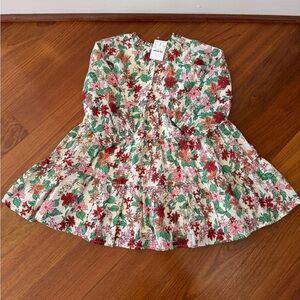 NWT J.Crew Crewcuts Long-sleeve floral holiday dress, size 4